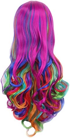 ANDONGNYWELL MULTICOLOR Mixed Color Wig Parting Wig Long Curly Lace Wigs para mulheres de aparência sintética