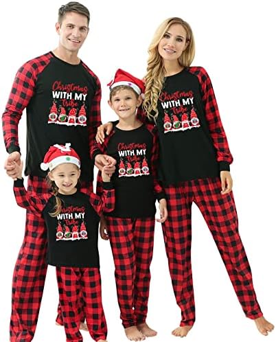 Pijama de Natal para Família 2022 Gnomos fofos Dwarf Padrões de Feliz Natal Carta de PJS PJS Conjuntos de combinação
