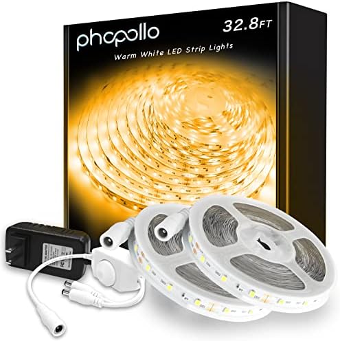 Luzes de tira LED brancas quentes de phopollo, 32,8 pés diminuídos de 3000k Warm LED LED Faixa,