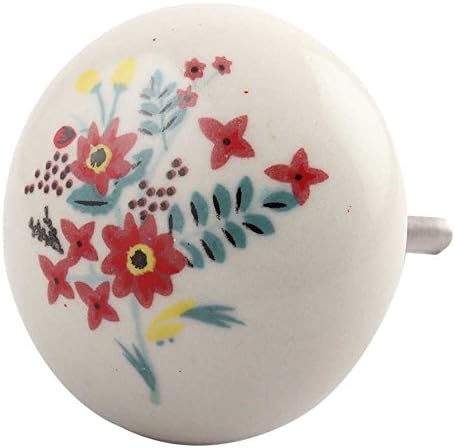 IndianShelf 6 peças Crescedor botões feitos à mão Vintage Multicolor Boho gaveta puxa a gaveta de cerâmica