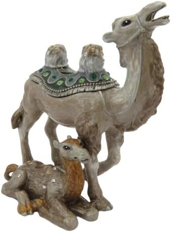 Camelo cinza claro com cristal de cristal antigo vintage colecionável buginket jóia