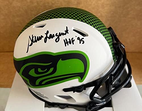 Steve Largent Seattle Seahawks HOF 95 Mini capacete lunar assinado JSA WIT689309