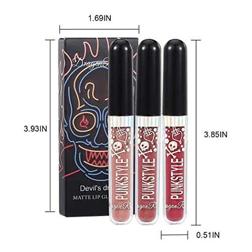 Conjunto de batom líquido fosco de Kilshye Mini 3pcs Lip Shimmer Lip Glaze High Pigment Lipgloss