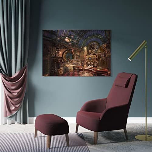 Poster de tela do laboratório steampunk Impressões de decoração de arte de parede para sala de estar