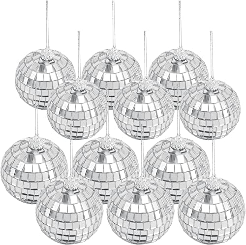 28 PCs pendurados espelhos de discoteca disco bola de vidro de vidro prata mini bola de discoteca de discote