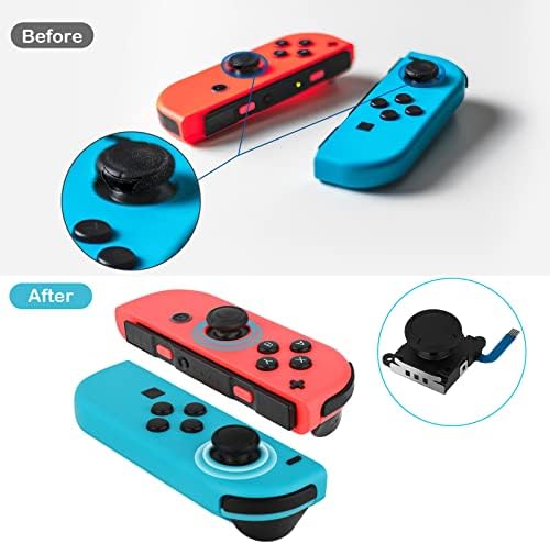 Substituição Joystick & Shell Compatível com Nintendo Switch Joy-Con, Kit de reparo de casca de Thumbsticks