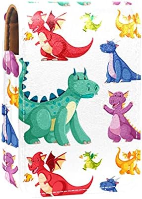 Caixa de batom de maquiagem para dinossauros externos coloridos de batom portátil colorido com espelho Mini