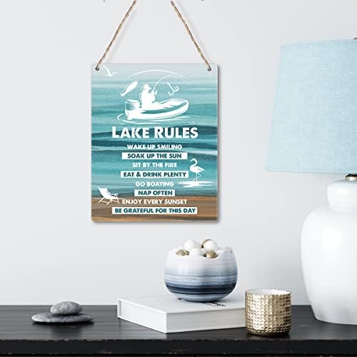 Watercolor Lake Rules Lake House Artwork Poster Wood Wood Plate Art Wall Art Rústico Citações