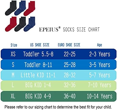 Meias de meias e Epeius meias sem costura para crianças meias de vestido de algodão macio de garotos, garotos,