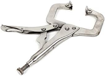 X-Dree Silver Tom de mola ajustável carregada C Tipo de braçadeira prenda de travamento alicate de