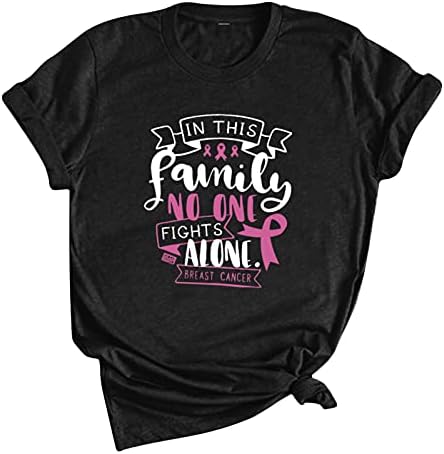 Camiseta de manga curta do câncer de mama para mulheres Crew pescoço camiseta sub-camiseta básica Blouse Comfy