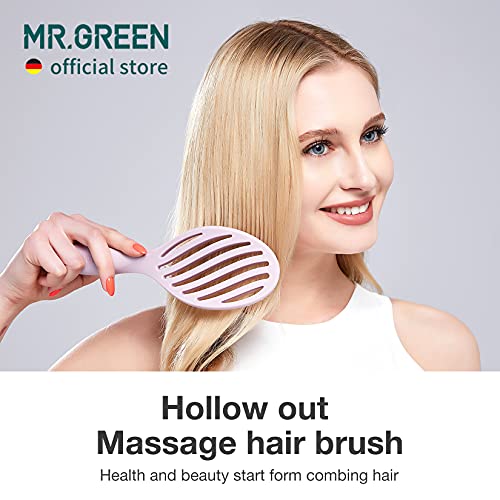 Mr. Green Hollow Out Burvento de cabelo Massagem Combs Hair Styling Detangler Ferramenta de retirada de secagem rápida para cabelo molhado seco