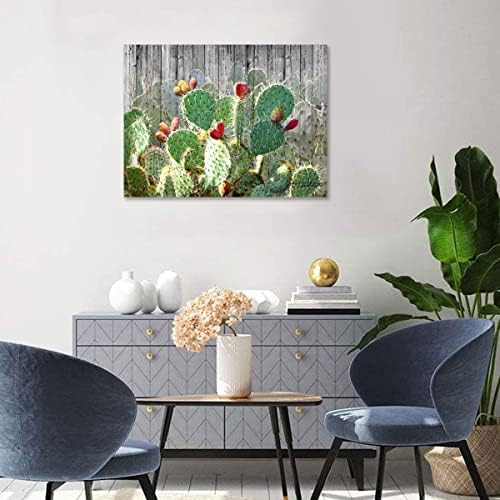 Woxfcart cactus imagem de lona de parede arte tropical planta verde para quarto rural decoração