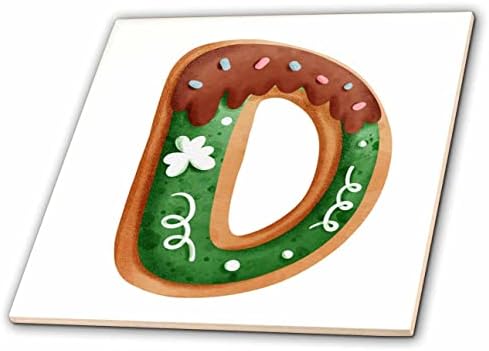 3drose fofo St Patricks Day Imagem do monograma de biscoitos D - azulejos