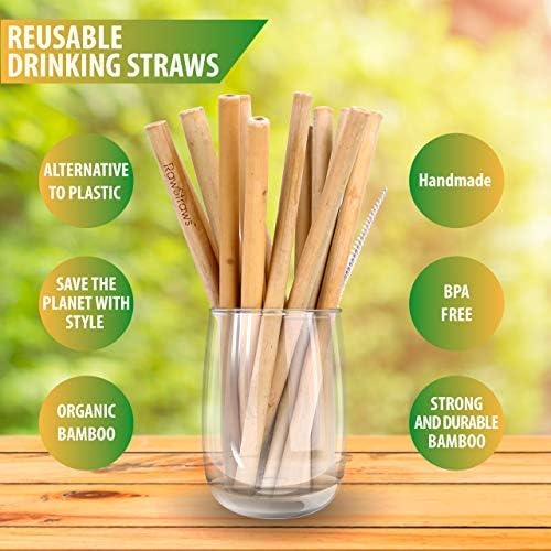 Gretas de bambu orgânicos reutilizáveis ​​- vários pacotes ecológicos biodegradáveis ​​não plásticos bebendo