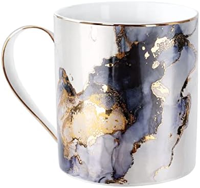 Caneca de café em cerâmica de mármore onda, xícara de chá para escritório e casa, 14 onças, xícara de chá