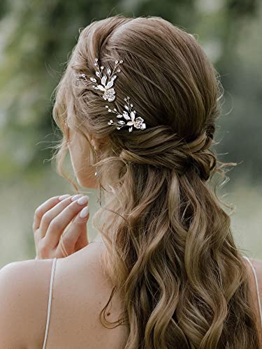 Sweetv 2pcs Hair pinos de casamento de noiva Acessórios para cabelos de cabelo para noivas Para noivas,