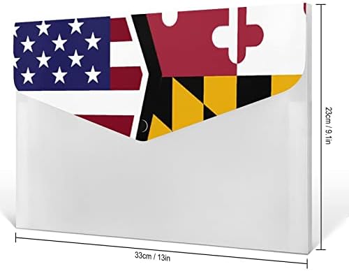 Pasta de arquivo de expansão da bandeira do estado americano e Maryland portátil 6 bolsos de acordo