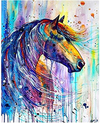 Pintura Horse Diamond Horse Colorido Impresso Bordado Completo 5D Miço Quadrado Cross Points Decoração Interior