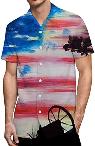 BMISEGM Summer Mens Camisa masculina 3D Impressão digital Buckle Fuckle lapela Camisa de manga curta Camisetas