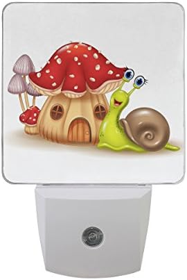 NAANLE Conjunto de 2 caracol feliz e belo caráter de desenho animado de cogumelos em White Auto Sensor Led