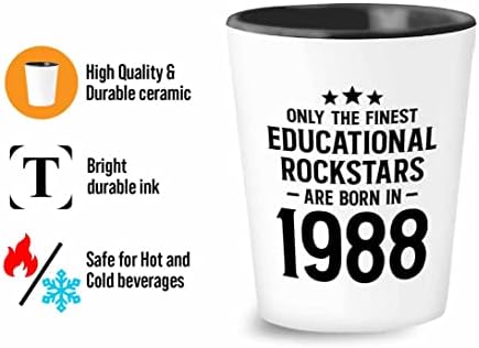 Professor Shot Glass 1.5oz - Rockstars educacionais 1988-35th Aniversário Notas musicais Música Presentes temáticos