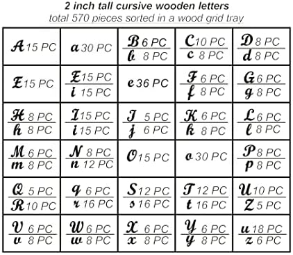 570 peças 2 polegadas inacabadas letras de madeira para artesanato letras de madeira cursiva ABCs com