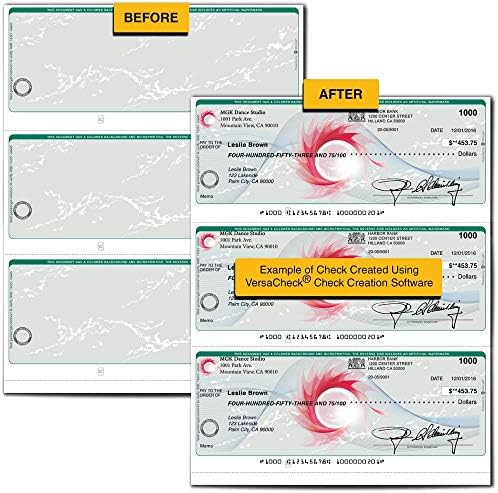 Versacheck UV Top Secure Checks - 3000 cheques de voucher de negócios em branco - Prensa verde - 1000 folhas