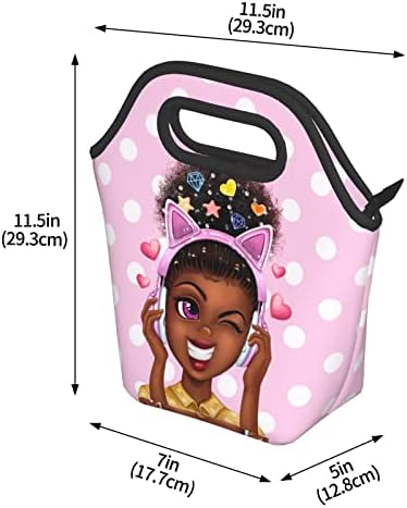 Lancheiras para mulheres negras lanche afro -americanas Afro Black Girl Lunch Tote Bag para viagem, piquenique,