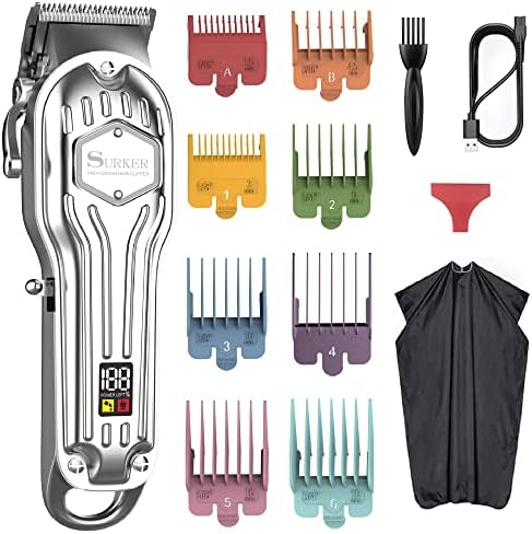 Surker masculino Clippers Cordless Hair Trimmer Kit de corte de cabelo profissional para homens Recarregável
