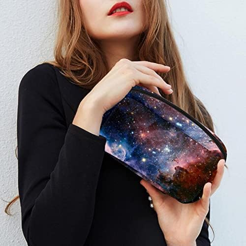 Bolsa de maquiagem inadequada, bolsa de cosméticos de galáxia azul e roxa