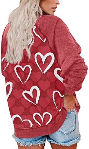 Womens Love Heart Sweatshirt Gráfico de manga longa Love Letra de coração Impressão Sorto de moletom Tops
