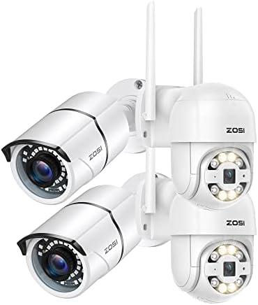 ZOSI 2PACK 1080P Hybrid 4 em 1 Câmera de segurança e câmera ptz de rastreamento automático sem