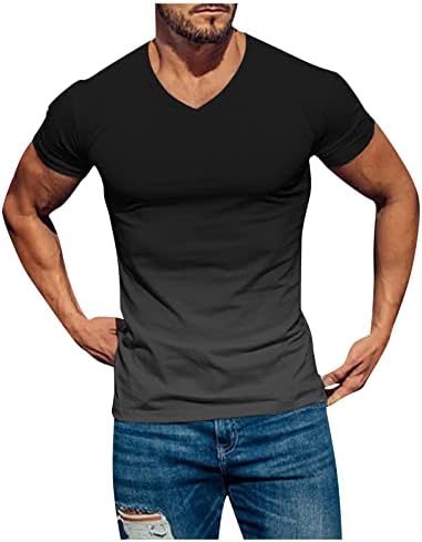 Camisetas masculinas Casual Crewneck Gradiente de corante gráfico Tops de manga curta Bloups masculinos