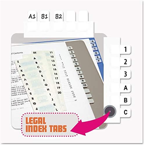 Guias de índice pré-impressas de tag de redi, A a Z, adesivo permanente, 7/16 x 1, 104 guias por pacote, branco com estampa preta, 10 pacote