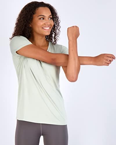 5 pacote: Mulher de manga curta Camiseta de moda ativa de decote em vingamento de umidade seca de umidade seca