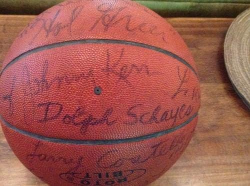 1964-65 Lakers/76ers assinados x23 J Walter Kennedy Game Ball Chamberlain/West+ JSA - Basquete autografado
