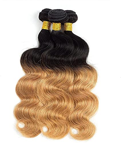 Ombre 1b27 empacotes de cabelo humano onda corporal pacote de cabelo brasileiro preto a mel loira molhada
