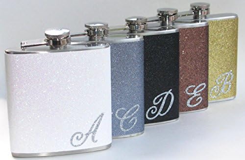 9 frascos que você escolhe as cores de noiva personalizada noiva dama de honra brilho brilho brilho de 6 oz de aço inoxidável licor de quadril presente