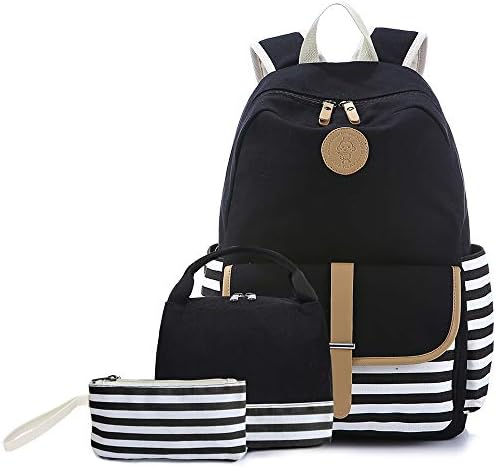 Mochila para meninas, bolsas de backpack da escola com lancheira e caixa de lápis