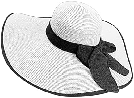 Chapéus de palha para mulheres, protetor solar de verão, chapéu de praia com streamers férias grandes abrasas