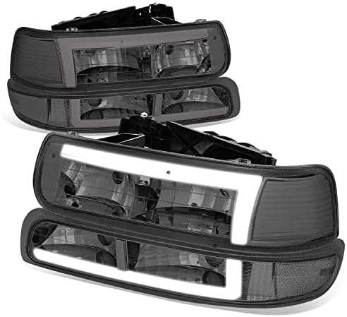 4pcs 3D LED DRL FARÇONS MONTAGEM COM Lâmpadas de pára-choques compatíveis com Chevy Silverado Suburban