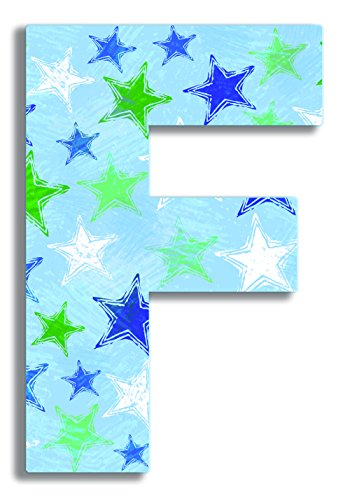 Stuell Home Decor Blue Startsed Stars 18 polegadas pendurado de madeira inicial, 12 x 0,5 x 18, orgulhosamente