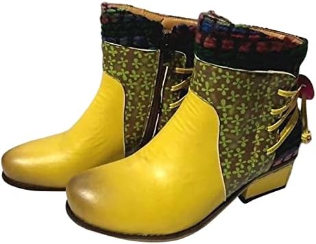 Botas de cowboy shije para mulheres saltos baixos de salto baixo botas de zíper colorido colorido