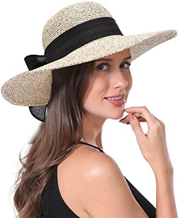 Chapéus de sol do sol de palha para mulheres larga borda de verão chapéu de verão UV Chapéus de praia de proteção