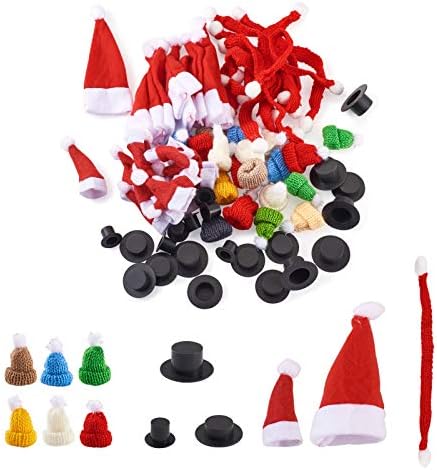 Kits de enfeites de Natal de 120pcs 120pcs com mini chapéu vermelho de Papai Noel e chapéu mista misto