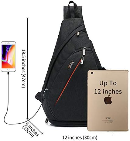 Mochila Sling Sling Sling de Tudequ Sling com porta de carregamento USB, bolsa de ombro resistente à água