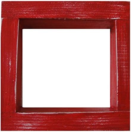 Exibição quadrada de madeira de madeira/madeira - 9 x 9 - vermelho - Recurso vintage angustiado recuperado