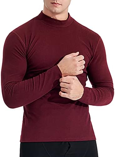 ZDHOOR Mens térmica Camisa longa Camisa simulada Roupa de pescoço Top de pulôver casual
