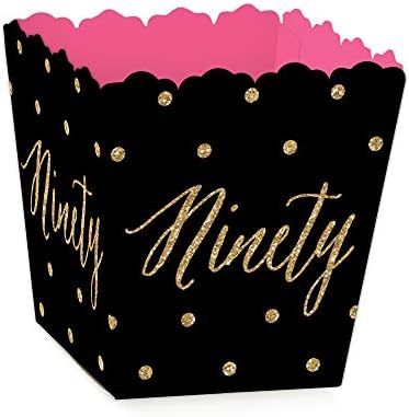 Big Dot of Happiness Chic 90th Birthday - Pink, Black and Gold - Party Mini Favor